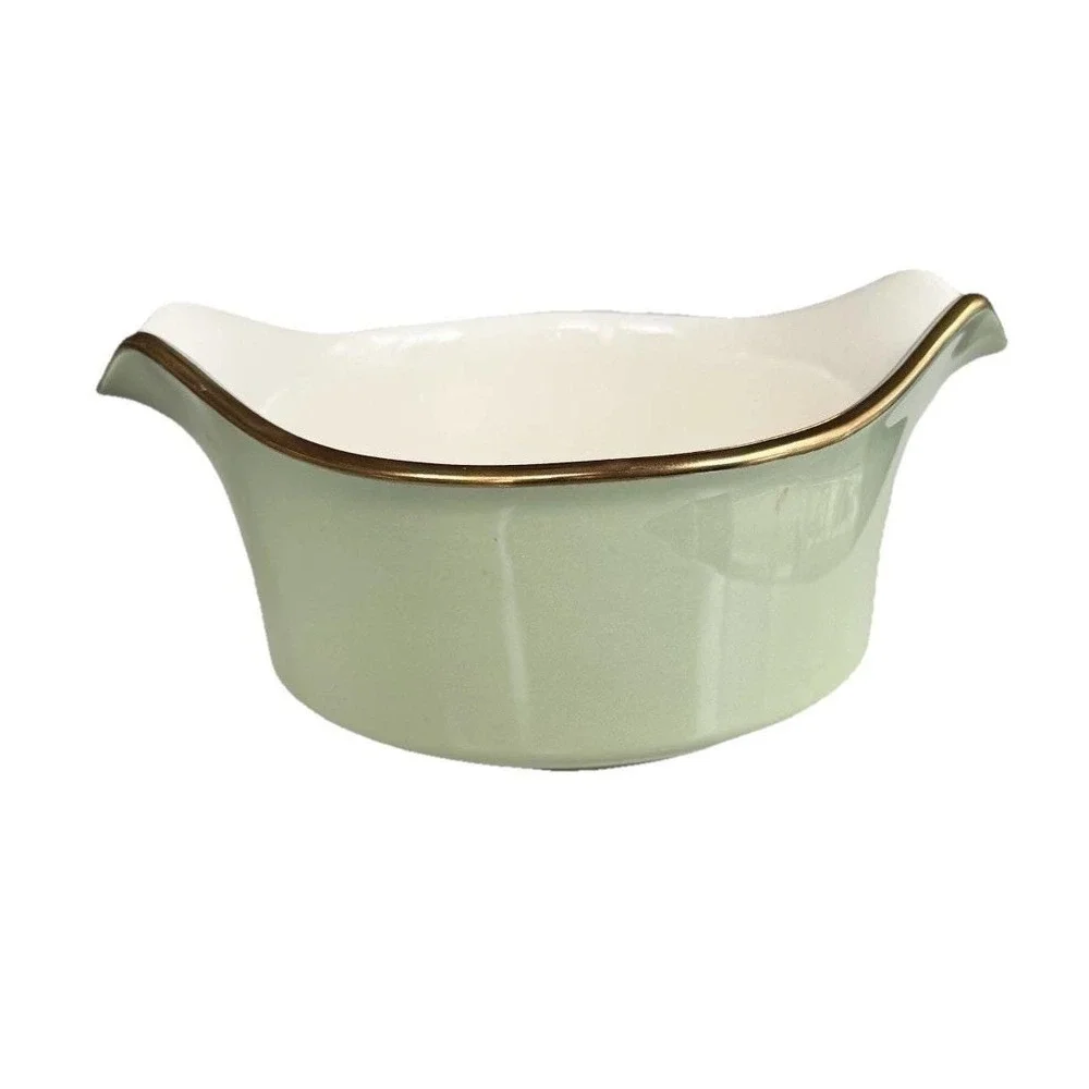 Vintage Taylor Smith Taylor Heritage Classic Celadon Green Gravy Bowl Boat MCM